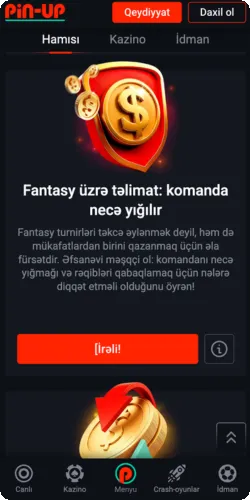 Pin Up platformasında fantasy turnirə qoşularaq komanda yığmaq və mükafat qazanmaq qaydaları